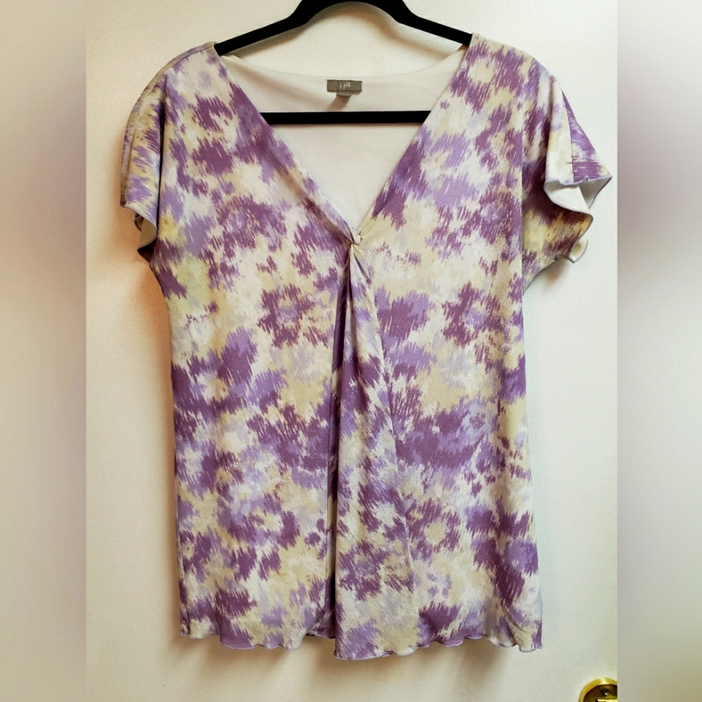 J. Jill Purple, cream & white top - size M